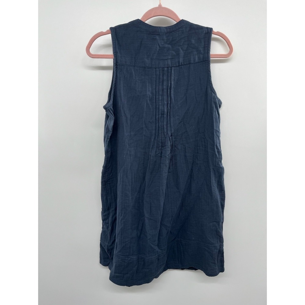 NWT Quince Button-Front Shirt Dress Women's Small Blue Pleated Sleeveless Preppy - Picture 2 of 4